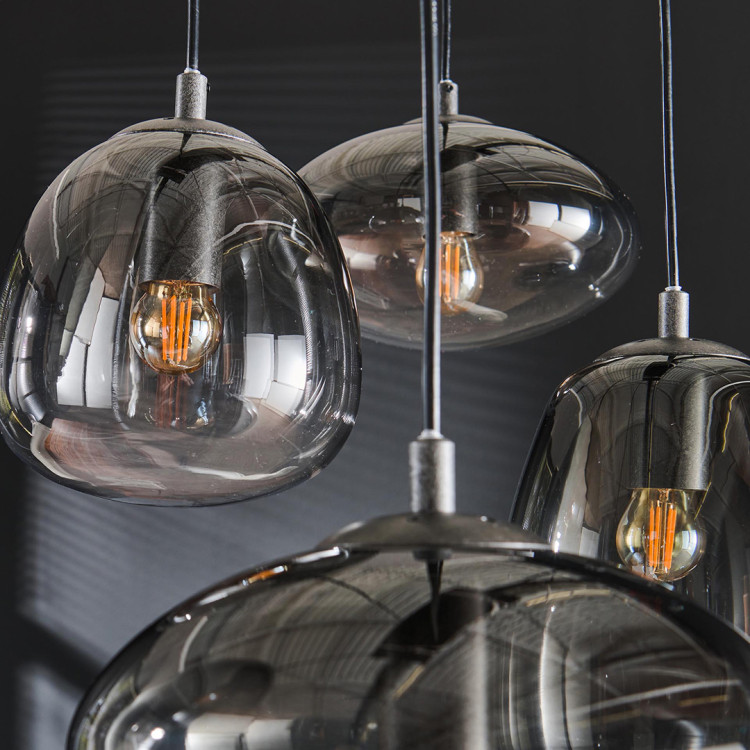 Suspension LED Métal noir, cristaux de verre fumé H 120 cm | ETC Shop: lampes, mobilier, technologie. Tout d'une source. | ETC Shop
