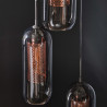 Suspension étagée vintage 3 lampes en verre fumé Rosace