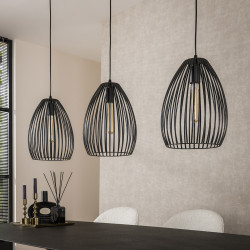 Suspension moderne 2 lampes en métal marron noir Stripe