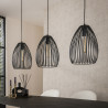 Suspension moderne 2 lampes en métal marron noir Stripe