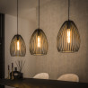 Suspension moderne 2 lampes en métal marron noir Stripe