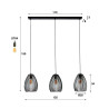 Suspension moderne 2 lampes en métal marron noir Stripe