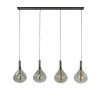 Suspension moderne 4 lampes en verre fumé Lucia