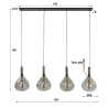 Suspension moderne 4 lampes en verre fumé Lucia