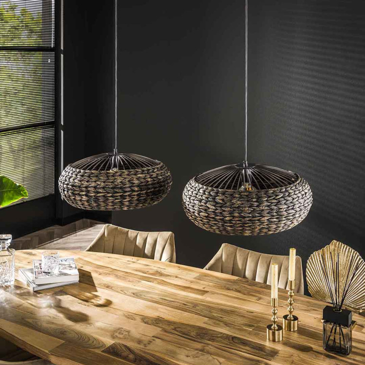 Suspension style nature en jacinthe d'eau 2 lampes Roso