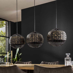 Suspension style nature en jacinthe d'eau 3 lampes boule Roso