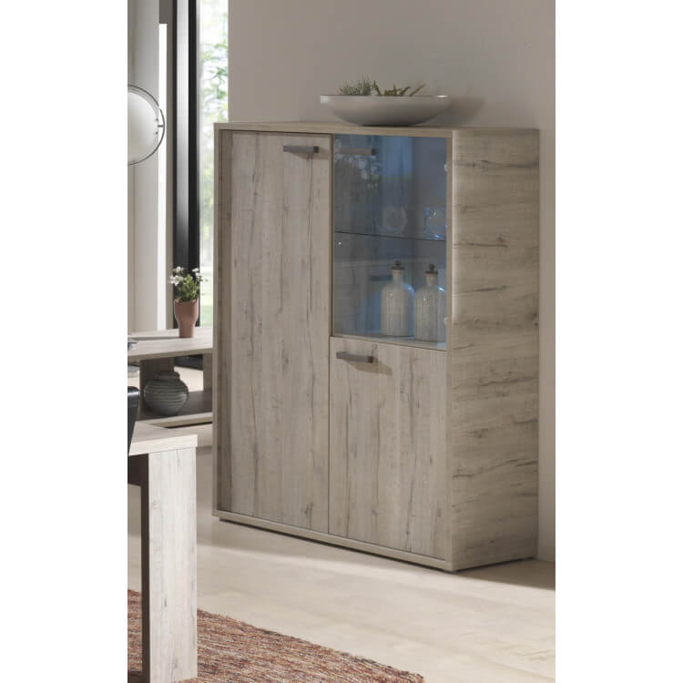 Vaisselier/argentier contemporain 3 portes coloris chêne clair Brava