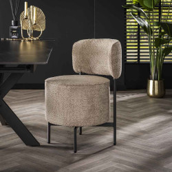 Chaise de salon, séjour et salle à manger ZEN - Design et moderne - Gris  foncé - Pieds en métal argenté - Bella Home