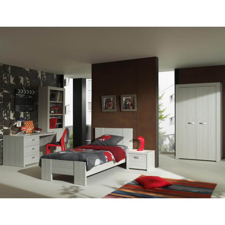 Chambre enfant complète contemporaine chêne gris Milano