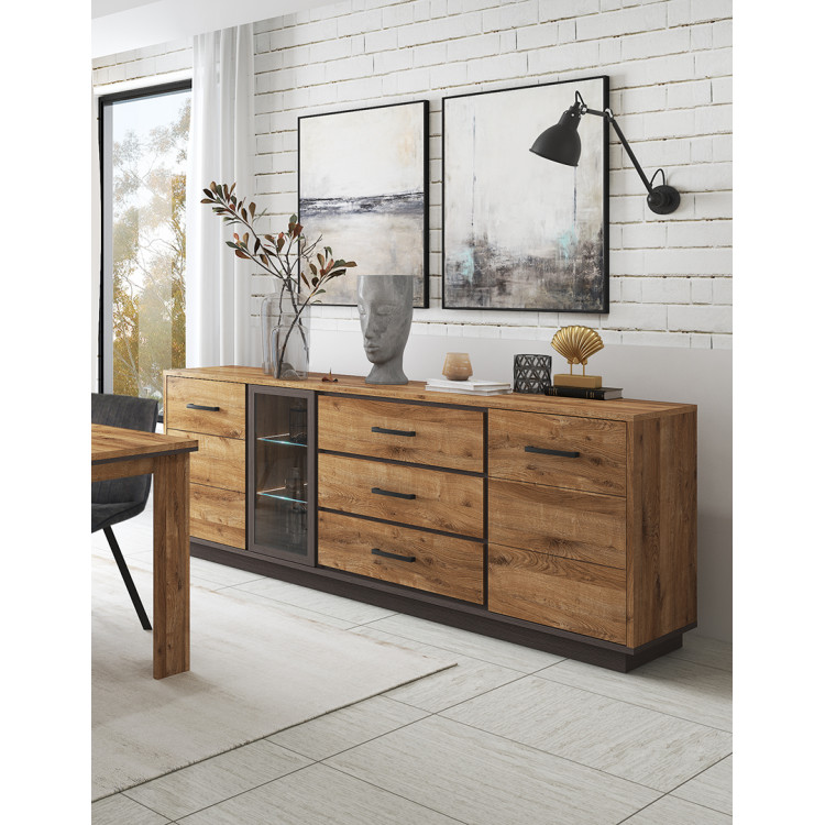 Buffet/bahut contemporain 219 cm coloris cognac Pascalys