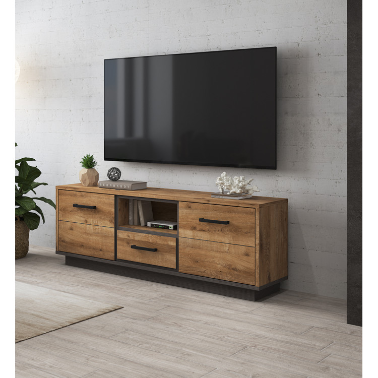 Meuble TV contemporain 152 cm coloris cognac Pascalys