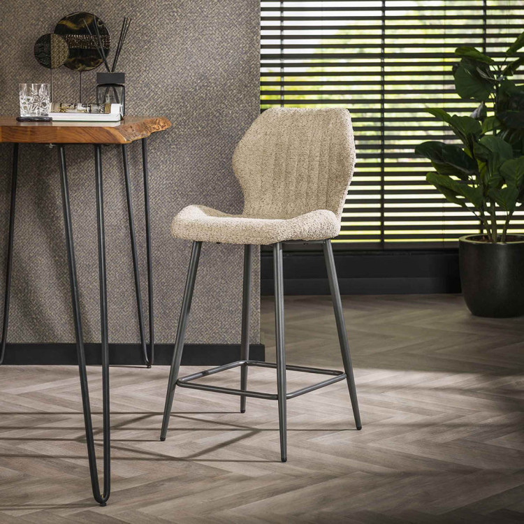 Lot de 2 tabourets de bar modernes en tissu bouclé Eldorado