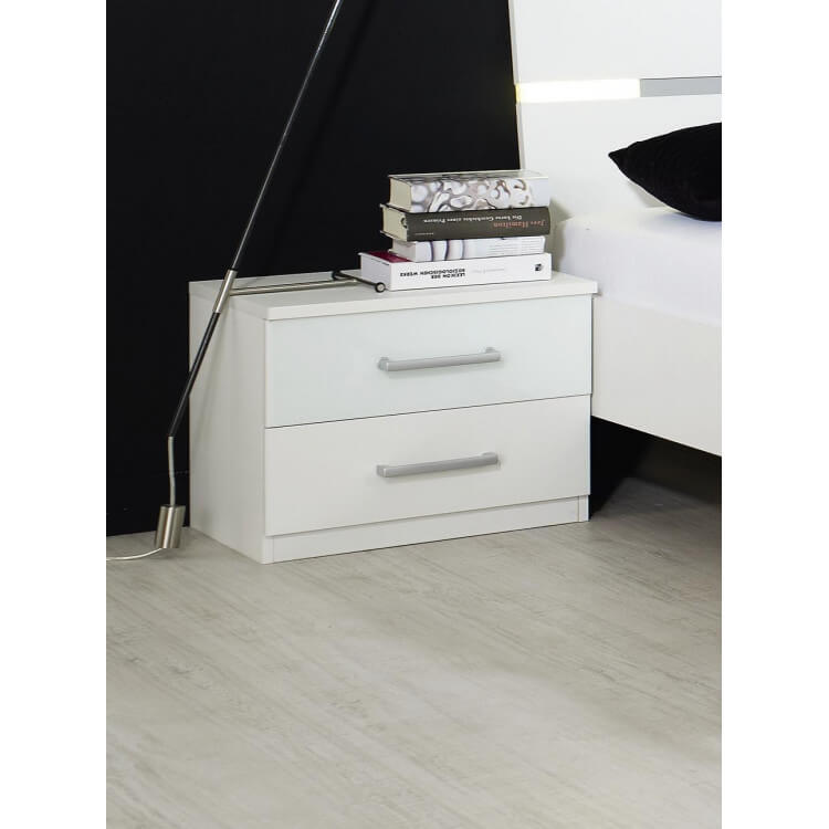 Chevet design 2 tiroirs coloris blanc Tornado