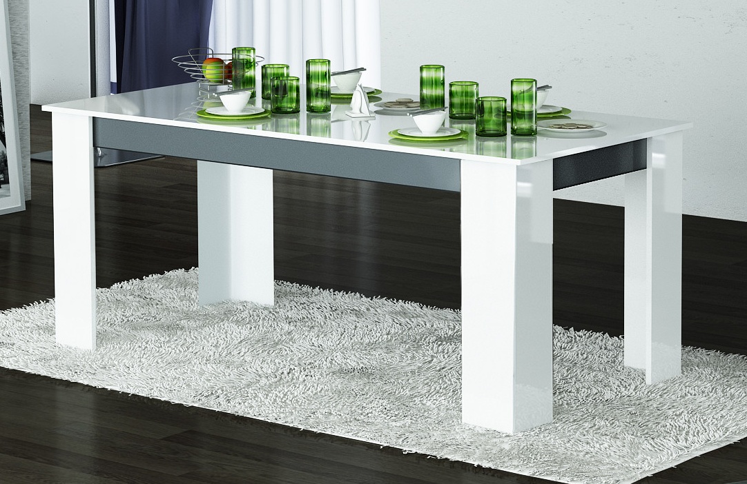 Table de salle à manger design laquée blanche/grise Nytro