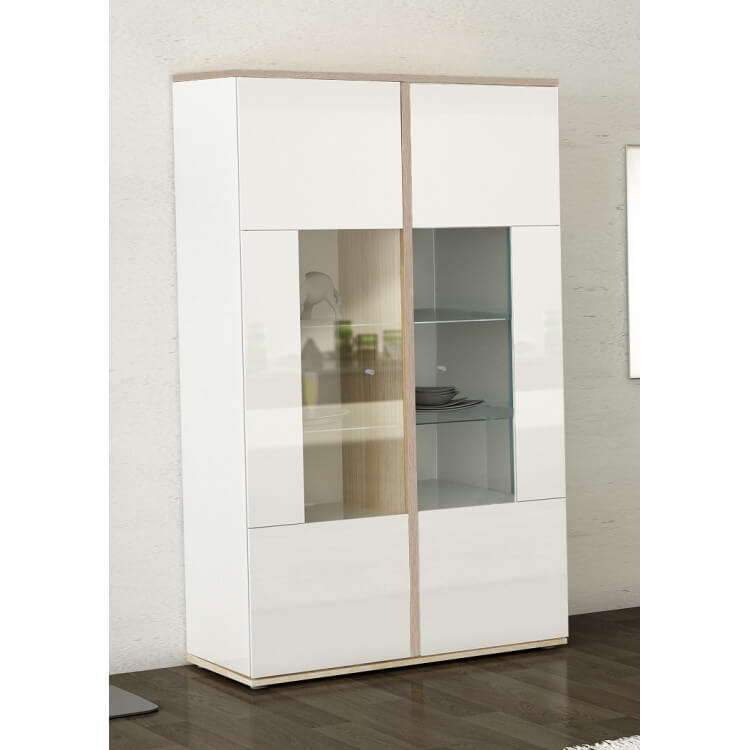 Vitrine design 2 portes laquée blanche Isy