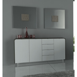 Buffet/bahut design laqué blanc 3 portes/4 tiroirs Liverpool