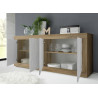 Buffet/bahut moderne 207 cm chêne mercure/blanc structuré Agathe