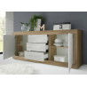 Buffet/bahut moderne 210 cm chêne mercure/blanc structuré Agathe