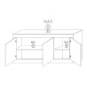 Buffet/bahut moderne 160 cm chêne mercure/blanc structuré Agathe