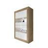 Vitrine moderne 101 cm chêne mercure/blanc structuré Agathe