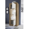 Vitrine moderne 61 cm chêne mercure/blanc structuré Agathe