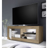 Meuble TV moderne 140 cm chêne mercure/blanc structuré Agathe