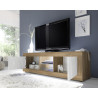 Meuble TV moderne 180 cm chêne mercure/blanc structuré Agathe
