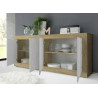 Buffet/bahut moderne 207 cm chêne cadiz/blanc structuré Agathe