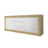 Buffet/bahut moderne 210 cm chêne cadiz/blanc structuré Agathe