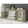 Buffet/bahut moderne 210 cm chêne cadiz/blanc structuré Agathe