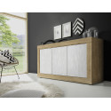 Buffet/bahut moderne 160 cm chêne cadiz/blanc structuré Agathe