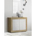 Buffet/bahut moderne 114 cm chêne cadiz/blanc structuré Agathe