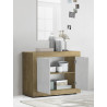 Buffet/bahut moderne 114 cm chêne cadiz/blanc structuré Agathe