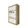 Vitrine moderne 101 cm chêne cadiz/blanc structuré Agathe