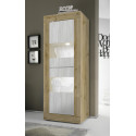 Vitrine moderne 61 cm chêne cadiz/blanc structuré Agathe