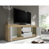 Meuble TV moderne 210 cm chêne cadiz/blanc structuré Agathe