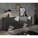 Buffet/bahut moderne 241 cm gris laqué brillant Larissa