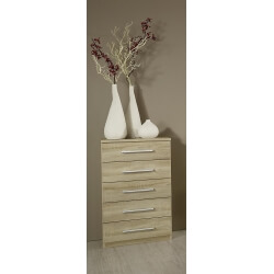 Chiffonnier contemporain 5 tiroirs coloris chêne clair Balencia