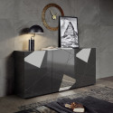 Buffet/bahut moderne 181 cm gris laqué brillant Larissa