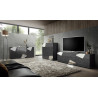 Meuble TV moderne 181 cm gris laqué brillant Larissa