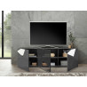 Meuble TV moderne 181 cm gris laqué brillant Larissa