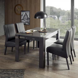Table de salle à manger moderne gris laqué brillant Larissa