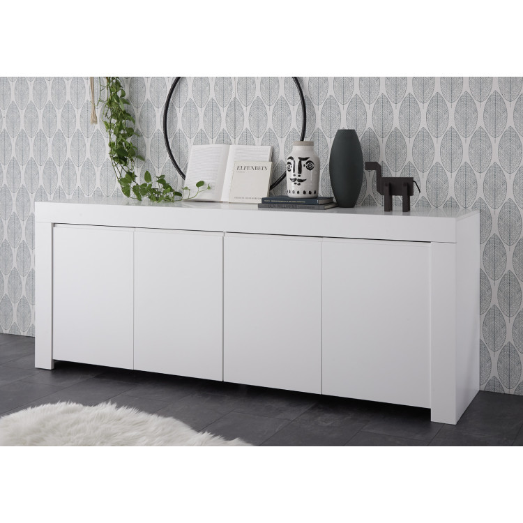 Buffet/bahut moderne 210 cm blanc mat Charlie