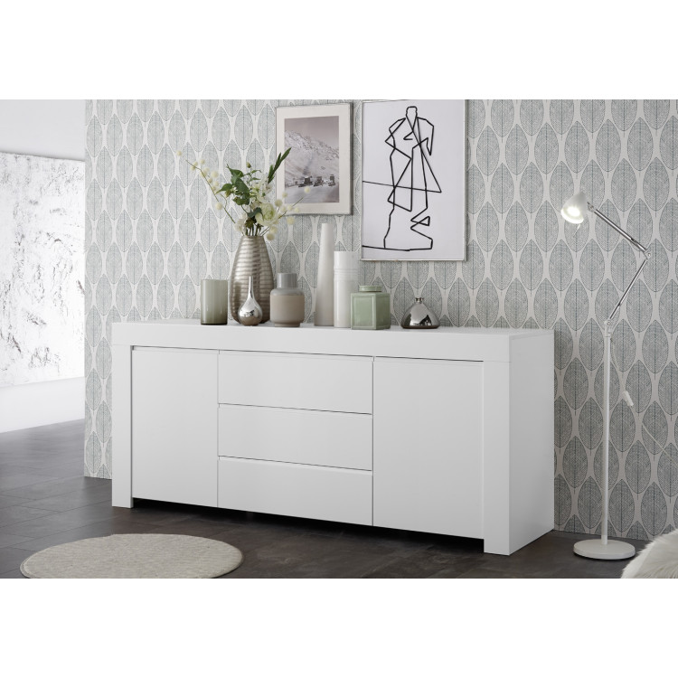 Buffet/bahut moderne 184 cm blanc mat Charlie