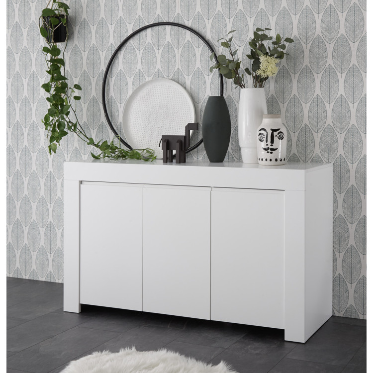 Buffet/bahut moderne 138 cm blanc mat Charlie