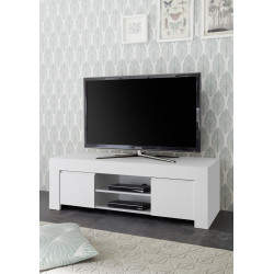 Meuble TV moderne 138 cm blanc mat Charlie