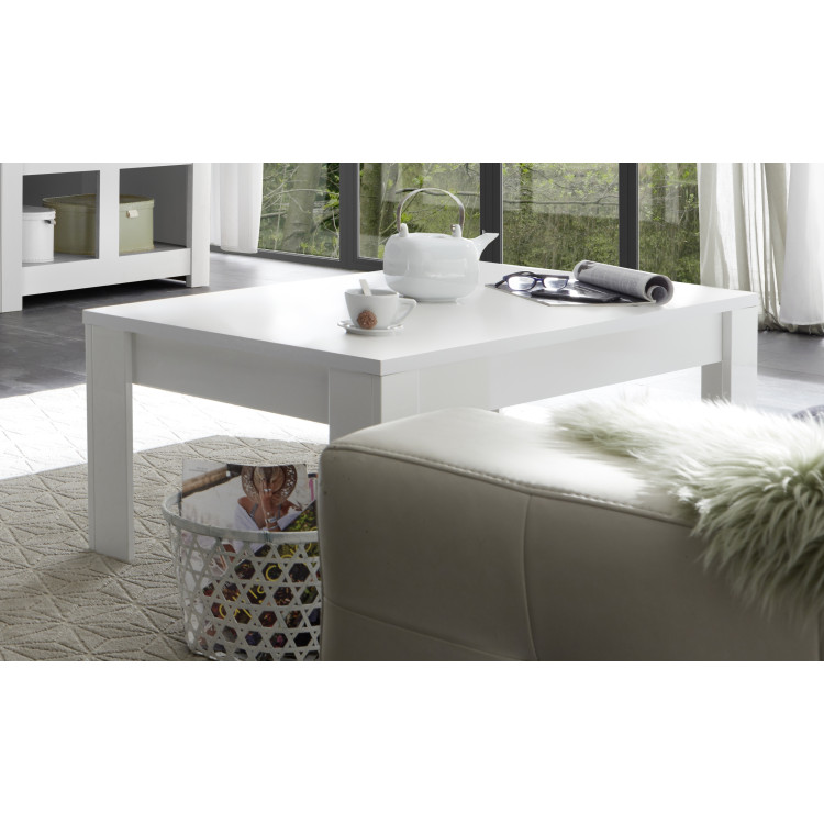 Table basse rectangulaire moderne blanc mat Charlie