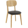 Chaises de brasserie hêtre naturel et PU noir Diane (lot de 2)