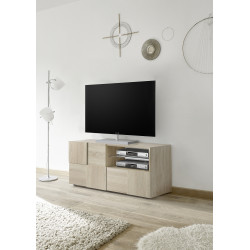 Meuble TV moderne 121 cm chêne samoa Milenor