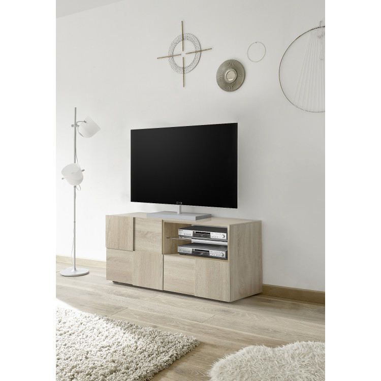 Meuble TV moderne 121 cm chêne samoa Milenor